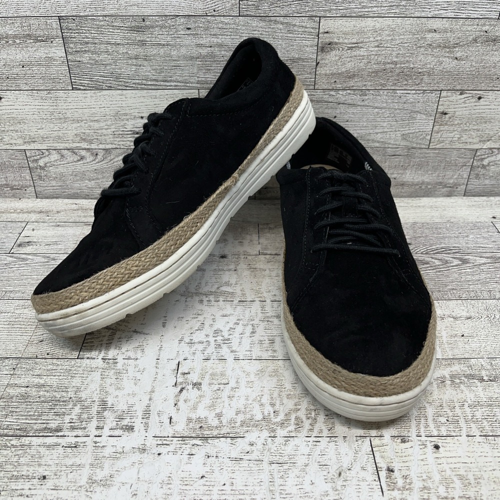 Clarks Marie Mist Black Suede Espadrille Lace Up Shoes‎ Women Size 8